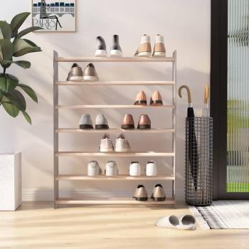 Zapatero de Madera Contrachapada VidaXL para Entrada y Pasillo, Color Gris y Marrón, Dimensiones 90x24x117 cm
