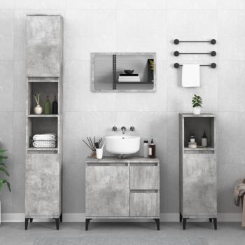Set de muebles de baño 3 piezas de hormigón y madera contrachapada gris multicapa