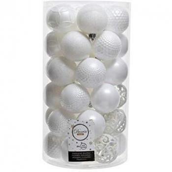 Tubo de 37 bolas decorativas blancas para árbol de Navidad Ø6cm