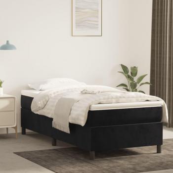 Cama de sol box spring terciopelo negro 80x200 cm