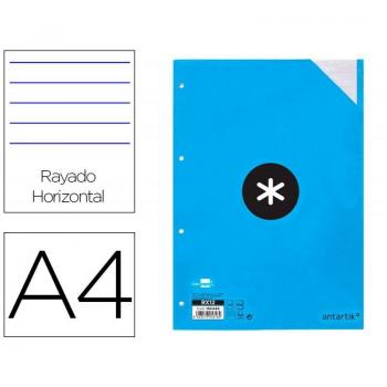 Recambio Liderpapel A4 100 hojas 100g/m2 rayado horizontal 4 taladros bandas de 5 colores Antartik