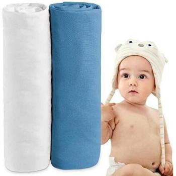 Dreamzie Juego de 2 Sábana Bajera Jersey Algodón 70 x 140 cm, para Cuna, Garantizada Sin Productos Químicos