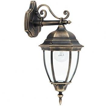 Aplique Exterior Rabalux Toronto 8381, IP44, Antiguo Dorado, Metal y Vidrio, Ø20.5cm, L:27cm, H:49cm
