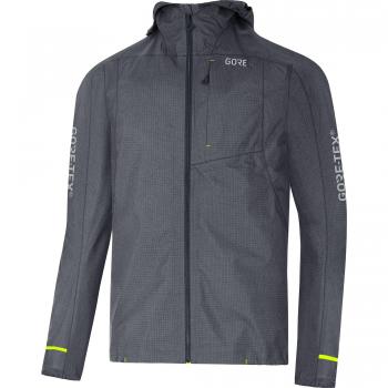 GORE Wear, Hombre, Chaqueta impermeable con capucha, GORE C5 GORE-TEX Trail Hooded Jacket, Talla: M, Color: Gris, 100254