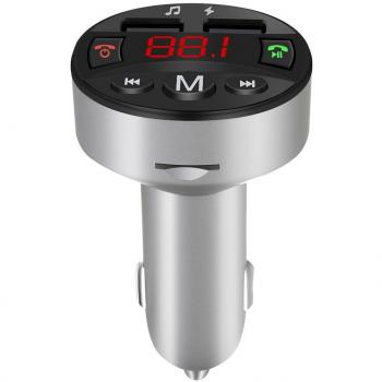 Transmisor FM Bluetooth Coche Manos Libres Kit de Coche Reproductor de MP3 con Cargador USB, Puerto de dispositivo USB Frash, Ranura para tarjetas TF