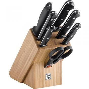 Juego de cuchillos Zwilling Twin Chef, 8 piezas, bloque de bambú con cuchillos y tijeras de acero inoxidable