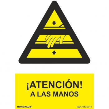 Normaluz RD30011 - Señal ¡Atención! A Las Manos PVC Glasspack 0,7 mm 21x30 cm