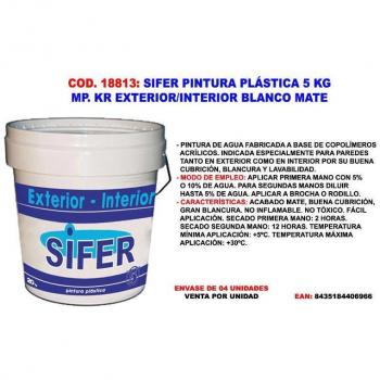 Pintura plástica Sifer 5 kg blanco mate para paredes y techos (interior-exterior)
