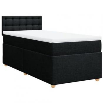Cama box spring con colchón de tela negro 90x190 cm
