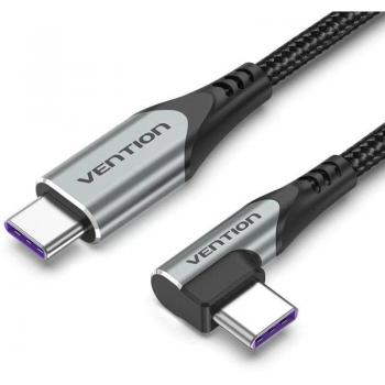 Cable USB 2.0 Vention TAKHF Tipo-C a Tipo-C 5A 90º 100W 1m Gris
