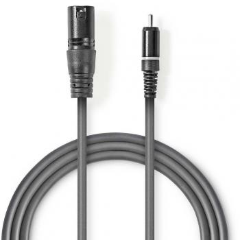 Cable de audio XLR a RCA Nedis 3-PINS M-RCA M 1.5m Gris