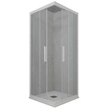 Mampara de ducha corredera 75x75 cm Blanco Mate Kolors con altura de 200 cm y vidrio transparente