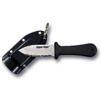 Cold Steel 42SS Super Edge Serrated Neck Knife with Secure-Ex Sheath, Kraton Handle, Black/Silver