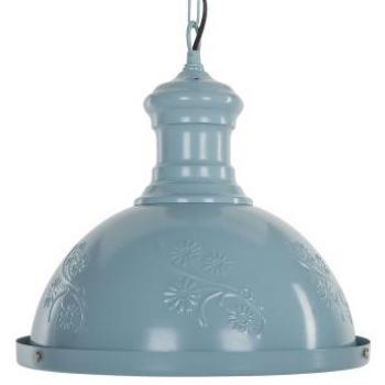 Lámpara Colgante de Techo Azul de Metal con Ornamentos Floreales Estilo Industrial Didessa 32 cm