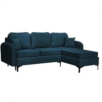 Sofá rinconero Clovis A103, turquesa, con función de descanso y caja de ropa de cama, 225x172x96cm