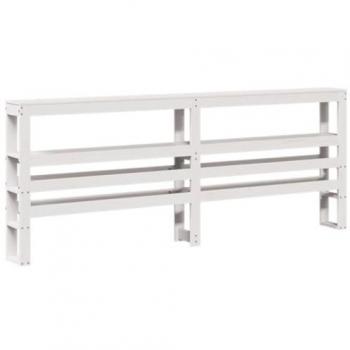 Cabecero de cama con estantes madera maciza pino blanco 180 cm