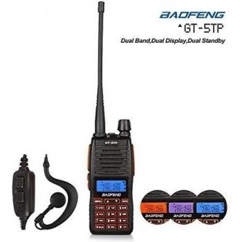 BaoFeng Pofung GT-5TP 8/4/1 Watt Tri-Power Dual Band Two-Way Radio, VHF / UHF Transceiver, Kernel Upgrade Walkie Talkie with Dual PTT Speaker Mic & 2000mAh Battery & Earpiece Headset, Black