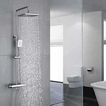 Umi. by Amazon - Columna de ducha Termostática 40℃ Altura Ajustable Ducha de Lluvia 3 Modos Ducha de Mano Columna de baño