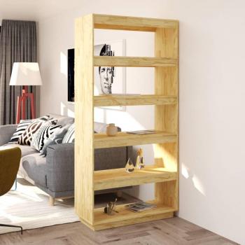 Estantería divisor de espacios de pino 80x35x167 cm en colores Natural, Blanco y Gris - Mueble de Almacenaje para Oficina, Estudio, Sala de Estar y Dormitorio