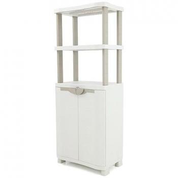 Armario de Resina Plastiken 70 cm con 2 Estantes y Estantería - 70 x 45 x 184 cms