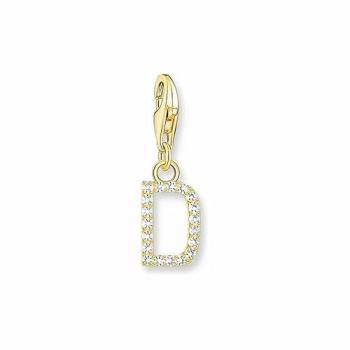 Colgante Charm Mujer Letra D con Piedras Blancas Chapado en Oro Thomas Sabo 1967-414-14