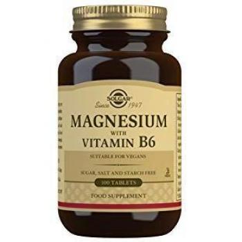 Magnesium with Vitamin B6 Tablets, 100 mg Pyridoxine (Vitamin B6), 100 Vegetarian Capsules