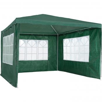 Carpa Baraban 3 x 3 m de Tectake con 3 paneles laterales extraíbles, estructura sólida de acero con revestimiento en polvo, ideal para eventos y fiestas en el jardín, incluye piquetas y ventanas grandes