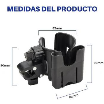 Portavasos para cochecito de bebé con soporte para teléfono móvil y botella/biberón, diseño antideslizante y universal