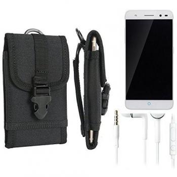 bolsa del cinturón / funda para ZTE Blade V7 Lite, negro + Auriculares | caja del teléfono cubierta protectora bolso - K-S-Trade
