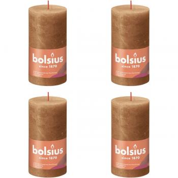 Velas de columna rústica Bolsius Shine 4 piezas 130x68mm con especias marrón