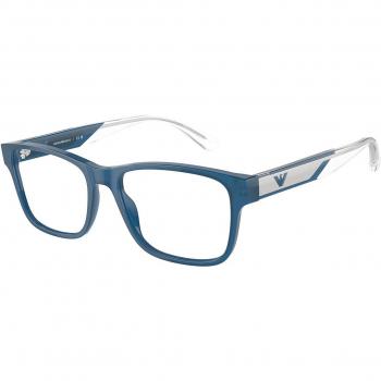 Emporio Armani EA3239 Eyewear, Color 6092, Men's Square Glasses, Blue Frame, Size 55, Blue Light Block Available