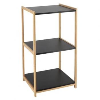 Muebles de bambú 3 estantes MDF negro - bambú negro