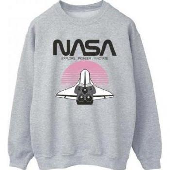 Sudadera NASA Space Shuttle atardecer para mujer M gris