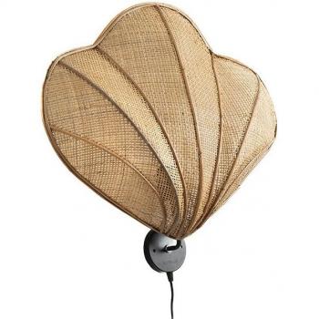 Aplique de Pared STYLE HOME Romimex Natural Concha Rattan 60 x 60 x 15 cm