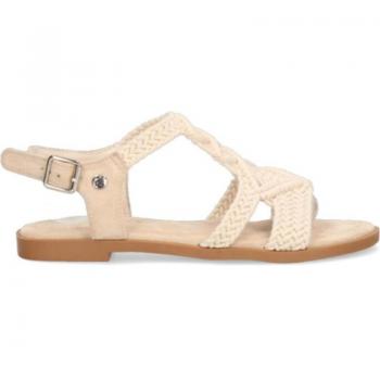 Sandalia Crochet Tipo Zapato Etika Serradal 10021 Mujer, Beige, Sandalias Planas para Mujer ETIKA 10021 Color Beig