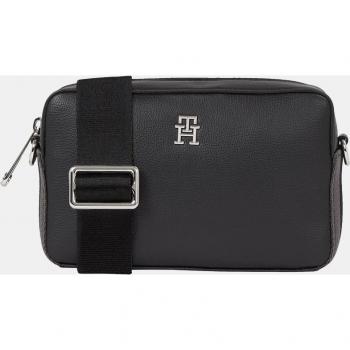 Tommy Hilfiger - Bandolera pequeña combinada con materiales reciclados en negro con cremallera