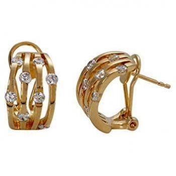 VIDAL & VIDAL Pendientes Oro 18 Ktes Omega Con Circonitas
