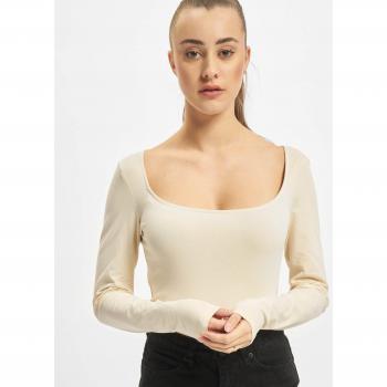Urban Classics Women's Organic Long Sleeve Bodysuit in White Sand