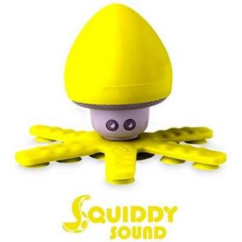 Altavoz Bluetooth Impermeable Celly Squiddy, Altavoz Inalámbrico Soporte con 6 Mini Tentáculos y Ventosas con Agarre Seguro para Ducha Piscina baño y más. Amarillo