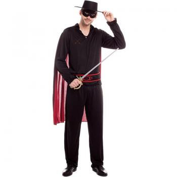 Disfraz de Bandido Zorro Negro con Capa para Adulto