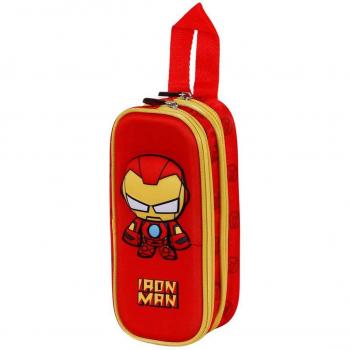 Estuche Portatodo Doble 3D Bobblehead Iron Man Marvel Rojo