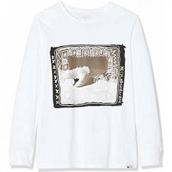 Quiksilver Double Threat - Camiseta De Manga Larga para Chicos 8-16 Camiseta De Manga Larga, Niños, White, L/14