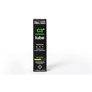 Muc-Off C3 Ceramic Dry Chain Lube, 50 Millilitres - Premium Bike Chain Lubricant With UV Tracer Dye - Formulated For Dry And Dusty Weather Conditions