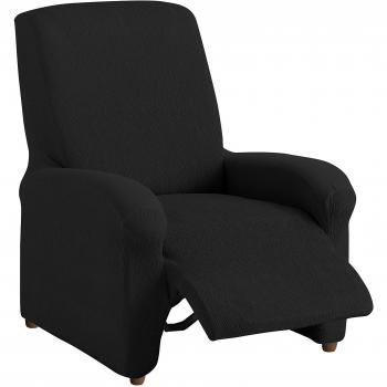 textil-home Funda de Sillón Elástica Relax Completo TEIDE, Tamaño 1 Plaza -Desde 70 a 100Cm. Color Negro