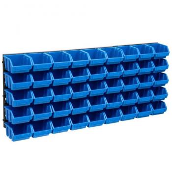 Kit de Almacenamiento 48 Piezas con Paneles de Pared Azul y Negro