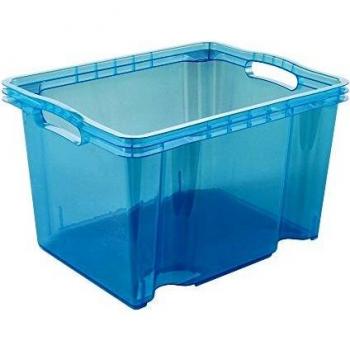 Caja de Almacenaje Keeeper Franz, 13,5 litros, Azul Transparente con Asas Integradas
