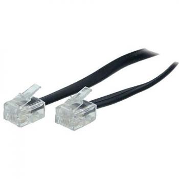 Cable de Conexión RJ11/RJ11 6/4 (1:1) 3m Negro - Accesorio para Teléfono