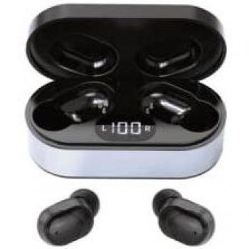 Platinet Sport Wireless In-Ear Earphones with Microphone, Bluetooth V5.0, 4-Hour Playtime, Charging Station, Black with LED Display