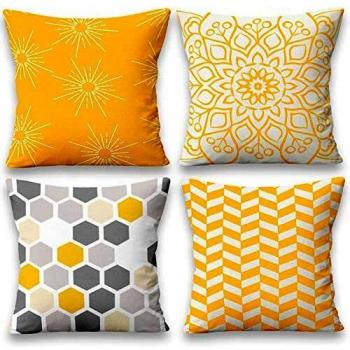 Enibon Fundas de Cojines 45x45cm, 4 Pack Funda Cojin del hogar Lino y Algodón, Funda de Almohada Throw Cojín Super Suave Engrosado para Sofá Cama Sillas Coche.