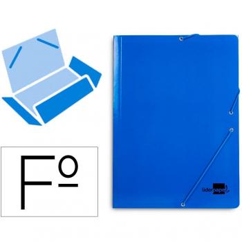 Carpeta Liderpapel Gomas Folio 3 Solapas Cartón Plastificado Color Azul